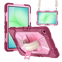 Étui robuste pour tablette PC + couches de silicone pour Samsung Galaxy Tab A9+/ Tab A11 Plus avec béquille multi-angles.