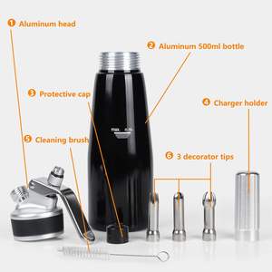 Vente flash : Siphon à crème en aluminium de 500 ml avec embouts en acier inoxydable, distributeur de crème fouettée avec trois embouts décoratifs - Product Image 3