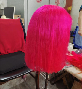 <span class=keywords><strong>Perruque</strong></span> courte <span class=keywords><strong>rose</strong></span> <span class=keywords><strong>fluo</strong></span> en dentelle frontale, pré-épilée, en cheveux humains, avec ligne de cheveux naturelle, pour femmes, usage quotidien, fête, cosplay - Product Image 3