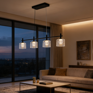 โคมไฟระย้าแก้วสไตล์มินิมอลอเมริกันสุดหรู โคมไฟห้อยทรงเส้นตรงทันสมัยสำหรับห้องนั่งเล่น ห้องนอน ห้องครัว เคาน์เตอร์บาร์ - Product Image 3