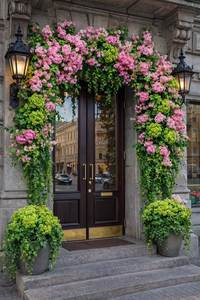 Pink <b>Artificial</b> <b>Flower</b> Arrangement Climbing Vine Faux Rose Garland Door Entrance Decor Wedding Event Display - Product Image 3