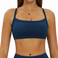 Soutien-gorge de yoga personnalisable pour femme, séchage rapide, maintien moyen, bretelles réglables, dos croisé simple et doux, extensible, avec logo frontal et bretelles croisées