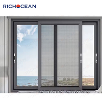 Ventanas Corredizas de Doble Vidrio Personalizadas RICHOCEAN NFRC CE AS2047 CSA, Ventana Corrediza de Aluminio Impermeable para Casa con Malla Mosquitera