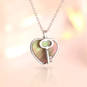 Lamoon — collier en argent Sterling 925 pour femmes, avec coquille, cœur, pendentif en Zircon, chaîne de clavicule à la mode
