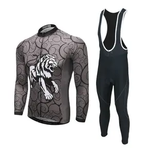 Sublimated Custom Design Digital Printing Long Sleeve Cycling Jersey Bicycle Clothing Cycle Jersey and Bib Pants Wear for men