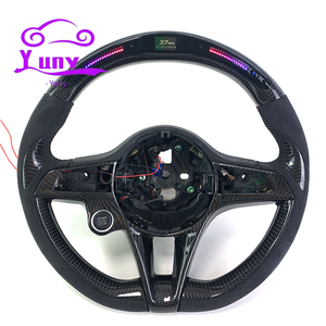 Volant de direction en fibre de carbone personnalisé pour Alfa Romeo Giulia Stelvio 2014-2020, design en fibre de carbone d'origine - Product Image 1