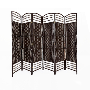 6-Pannelli tessuto fibra <span class=keywords><strong>di</strong></span> <span class=keywords><strong>legno</strong></span> divisorio in fibra naturale pieghevole Privacy schermo separatore <span class=keywords><strong>legno</strong></span> mobile e pieghevole - Product Image 5