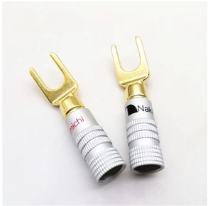 Enchufe en Y medio Cobre Cabezal chapado en oro Conector de banana Enchufe de altavoz Conector de cable de audio Cable rojo y negro - Product Image 3