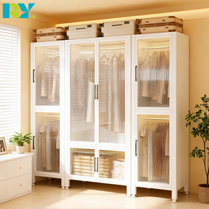 ארון אחסון עצמאי מודרני מפלדה, עמיד, בעל קיבולת גדולה, עמיד לאבק, רהיטים לחדר שינה ביתי, קל להרכבה - Product Image 2