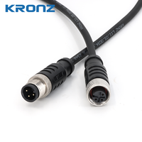 Connecteur circulaire aviation KRONZ M1203M-2/S00R pré-assemblé M12 mâle 3 broches blindé avec câble PVC de 2 m, étanche IP67