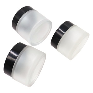 Wholesale Cosmetic 5g 10g 50g 100g clear <b>Glass</b> Jar with Black Lid - Product Image 1