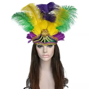 Vente en gros, accessoires de coiffure de carnaval pour femmes, plumes d'autruche, fête, Festival, danse, décorations de cheveux