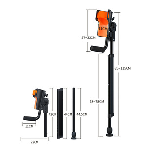 Béquilles de bras Foster réglables en hauteur (85-115 cm), pliables en alliage d'aluminium pour la récupération après une blessure - Product Image 1