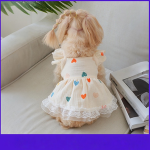 בגדי חיות מחמד אביב קיץ בגדי כלבים קטנים סיטונאי לחיות מחמד לכלבים מגזע קטן שמלת שכבות טדי תות - Product Image 2