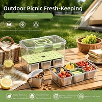 Boîte alimentaire portable grande capacité en acier inoxydable 304 avec poignée pour pique-nique en extérieur, boîte de rangement pour aliments de pique-nique