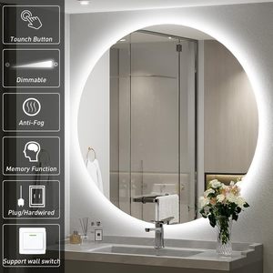 Specchio LED da <span class=keywords><strong>Bagno</strong></span> Rotondo Senza Cornice CF 60cm-110cm, Dimensioni Personalizzabili, <span class=keywords><strong>Lampada</strong></span> Decorativa da Parete con Illuminazione Intelligente - Product Image 3