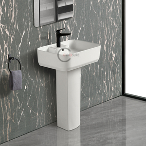 Lavabo de pie moderno y económico de cerámica blanca para renovación de hoteles - Product Image 5