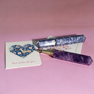 Ensemble de stylos plume en pierre précieuse naturelle améthyste et lapis-lazuli C&H pour usage exécutif et personnel - Product Image 4