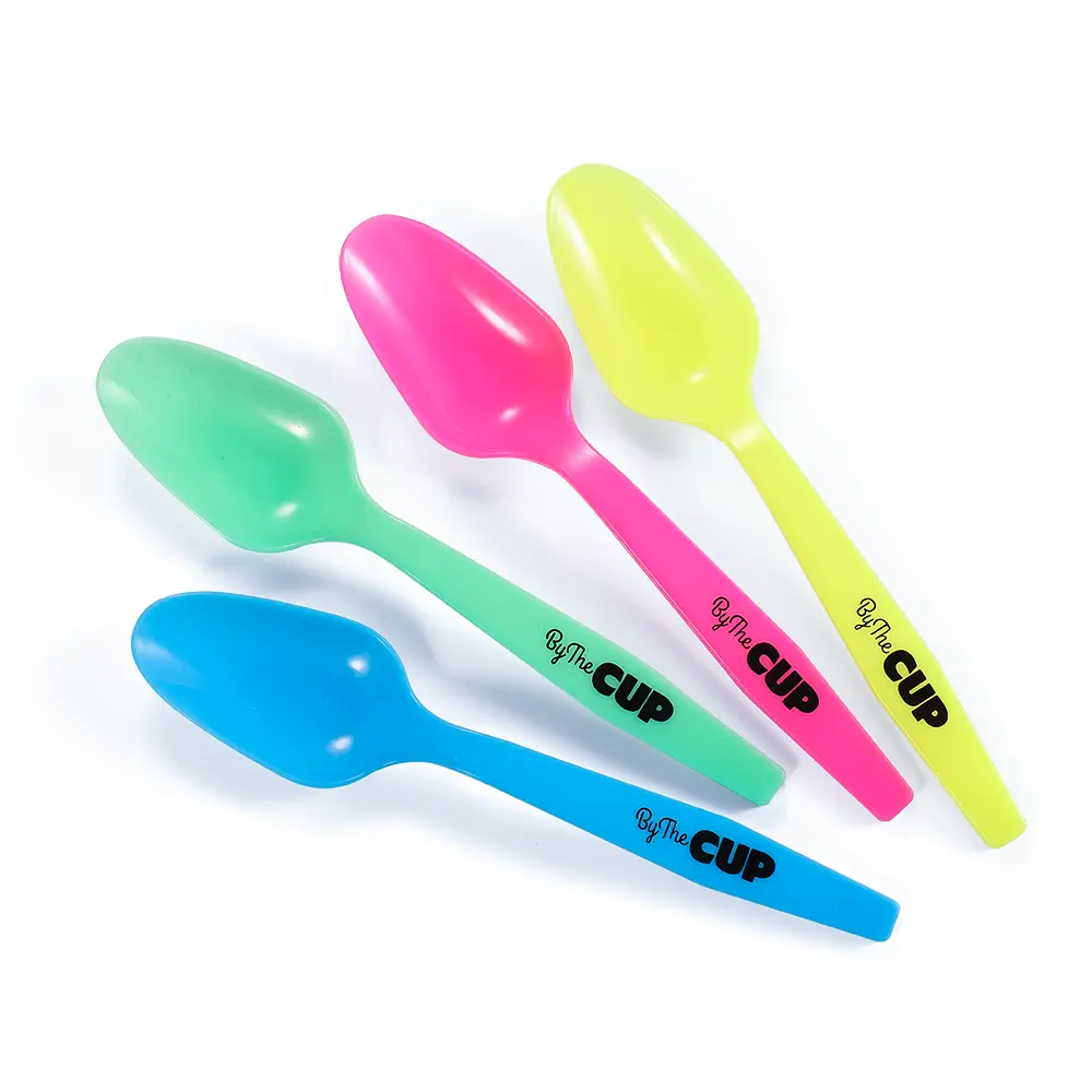 Cuchara de helado de colores que cambia de Color, cucharas de plástico con Logo personalizado, embalaje OPP, regalos modernos