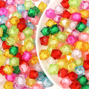 Cuentas de plástico acrílico de grado Super AA, cuentas de azúcar transparentes facetadas cuadradas y redondas de 10mm, 12mm y 14mm en forma cuadrada, cuentas sueltas - Product Image 6