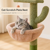 En gros Arbre à chat écologique en forme de cactus, tour pour chat du sol au plafond, avec niche pour chat, griffoir multi-niveaux, emballage en carton