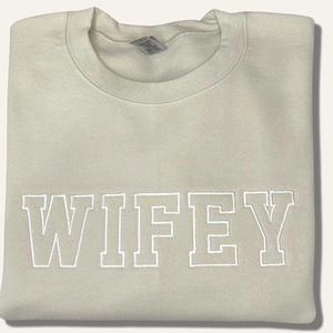 Custom Varsity Letter <strong>Sweatshirt</strong> Hoodie Custom <strong>Wifey</strong> Embroidered <strong>Sweatshirt</strong> with EST Date Initial on Sleeve - Product Image 2