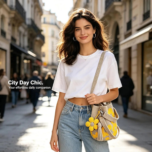 Bolso de Mano Tejido a Crochet con Flores, Estilo Bohemio, para Mujer, 2026 - Product Image 5