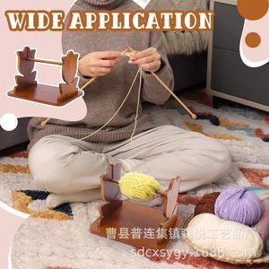 Wooden Yarn <b>Storage</b> Rack Square Shape Rotatable <b>Knitting</b> Tool For Needlework Convenient Use - Product Image 4