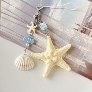 Wholesale Ocean Breeze Natural Shell Decorated Keychain Starfish Versatile Mobile Phone Pendant Vacation Accessory <b>Bag</b> <b>Charm</b> - Product Image 2