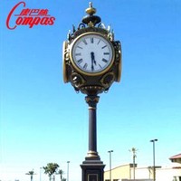 Horloges mécaniques Kangbasi en acier inoxydable avec sonnerie horaire et éclairage, design circulaire, pour usage extérieur urbain et de rue, autoportantes