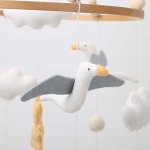Mobile bébé en feutre thème océan pour chambre d'enfant, décoration nautique, mobile suspendu en bois pour berceau, baleine, <span class=keywords><strong>dauphin</strong></span>, mouette, corail - Product Image 4