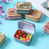 Boîte de rangement rectangulaire en fer blanc, écologique, motif vintage, pour chocolat, chewing-gum, bonbons, bijoux