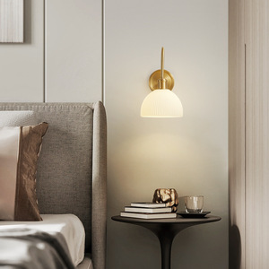 Applique murale en cuivre massif de style nordique pour chambre à coucher, salon, couloir - Style français créatif de luxe en verre pour mur de fond - Product Image 6