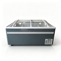 Congélateur commercial 530L à 2 portes coulissantes avec vitre incurvée, économie d'énergie, dégivrage automatique à gaz chaud, éclairage LED, contrôle numérique