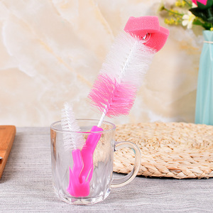 Nylon <b>Sponge</b> Cup Brush 2-Piece Set Long <b>Handle</b> For Cleaning Cups And Bottles - Product Image 1