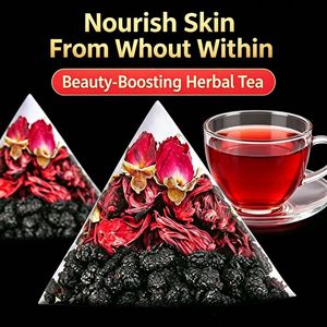 Thé Énergisant Hibiscus Rose Mûrier pour la Production de Fer - Sachets de Thé Pyramidaux Naturels pour Femmes - Product Image 1