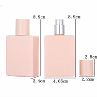 Flacon de parfum rose de 30 ml avec bouchon pulvérisateur en verre rectangulaire portable, cosmétique personnalisable, marque KZX