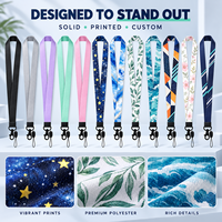 Lanière de téléphone en polyester personnalisée avec logo imprimé, sangle de cou détachable pour téléphone portable, porte-badge et porte-clés, vente en gros