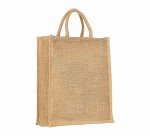 Bolsa de Mano Reutilizable Ecológica y Natural, Bolsa de Yute Personalizada para Compras, Supermercado, Playa, Viajes Diarios - Product Image 1