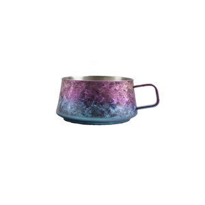 Pure Titanium Coffee <b>Mug</b> 200ml <b>Double</b> <b>Wall</b> Insulated With Handle Gold Purple Gradient For Tea And Coffee - Product Image 5