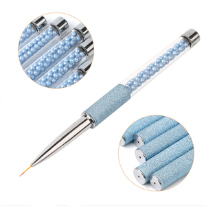 Lot de 3 pinceaux fins pour nail art à manche bleu, pour dessin et peinture de lignes fines, poils en nylon, pour salon de manucure - Product Image 1