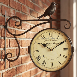 Vintage Decorative Double Face Bamboo Wooden Quartz Needle Antique Style Classic Shabby Chic Wall <b>Clock</b> for Wedding Bedroom - Product Image 3