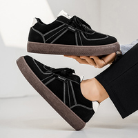 Chaussures de marche pour hommes anti-odeur respirantes à lacets avec empeigne en mesh, semelle intermédiaire en EVA, semelle épaisse, design sportif décontracté rétro, noir