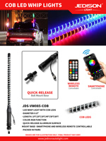 Lampes LED COB 0,8 pouce à dégagement rapide pour mât de drapeau, 12V IP67, 3ft 4ft, étanches pour VTT, UTV et véhicules tout-terrain