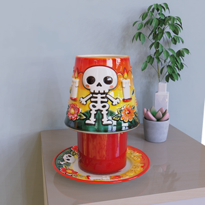 Diseño Personalizado Atmósfera Festiva Mexicana <span class=keywords><strong>Dia</strong></span> <span class=keywords><strong>De</strong></span> <span class=keywords><strong>Muertos</strong></span> Día <span class=keywords><strong>De</strong></span> Los <span class=keywords><strong>Muertos</strong></span> Vela <span class=keywords><strong>De</strong></span> Cerámica <span class=keywords><strong>De</strong></span> <span class=keywords><strong>Alta</strong></span> Calidad Tarro Lámpara Sombra Y Juego <span class=keywords><strong>De</strong></span> Platos - Product Image 4