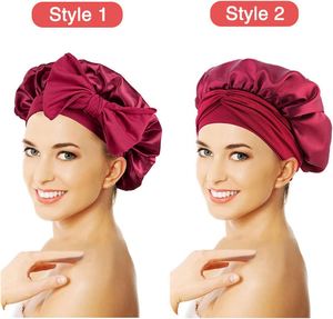 Bonnet de soin des cheveux à large bande élastique pour femmes pour tresse Dreadlock bouclée-Bonnet de sommeil d'allaitement en satin écologique - Product Image 2