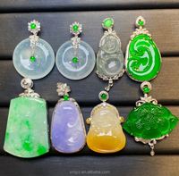 Pendentif en or 18 carats avec diamants et jadéite de qualité A Bouddha riant Collier à pendentif feuille de jade en or blanc