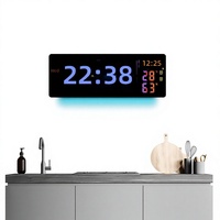 Nouvelle horloge murale numérique LED transfrontalière en plastique à changement de couleur avec alarme, thermomètre et calendrier perpétuel - Grande taille 6669RGB