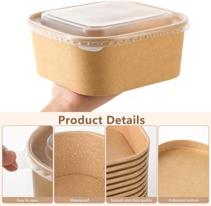 Greenpacking 500ml 650ml 750ml 1000ml Bol en papier jetable écologique biodégradable pour la restauration avec logo personnalisé - Product Image 3