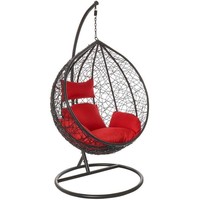 Fauteuil Suspendu Œuf en Rotin Synthétique (PE) et Acrylique avec Support Métallique, pour Extérieur, Balcon, Cour et Patio – Chaise Balançoire